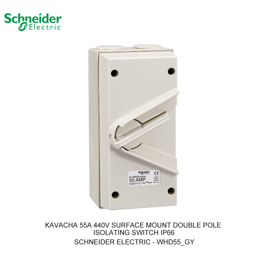 KAVACHA 55A 440V SURFACE MOUNT DOUBLE POLE ISOLATING SWITCH IP66