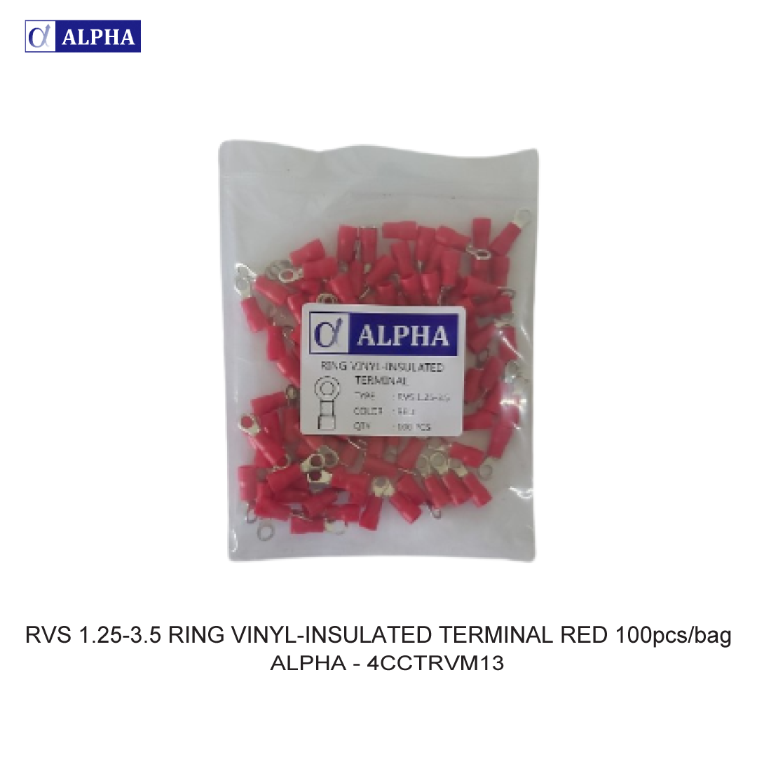 RVS  1.25-3.5 RING VINYL-INSULATED TERMINAL RED 100pcs/bag