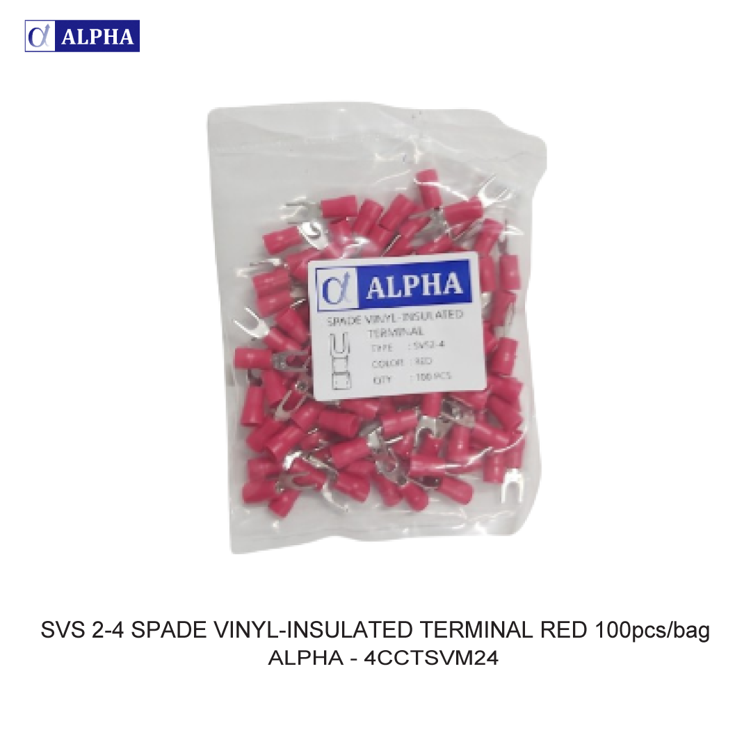 SVS 2-4 SPADE VINYL-INSULATED TERMINAL RED 100pcs/bag