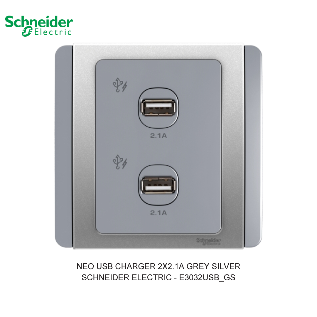 NEO USB CHARGER 2X2.1A GREY SILVER