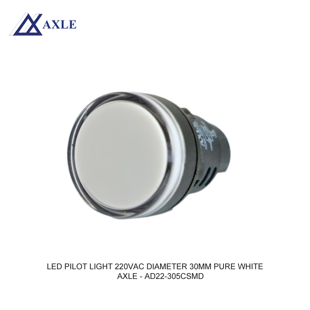 AXLE LED PILOT LIGHT 220VAC DIAMETER 30MM PURE WHITE