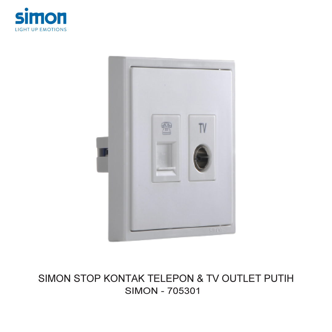 SIMON TELEPHONE & TV OUTLET MODULE WHITE