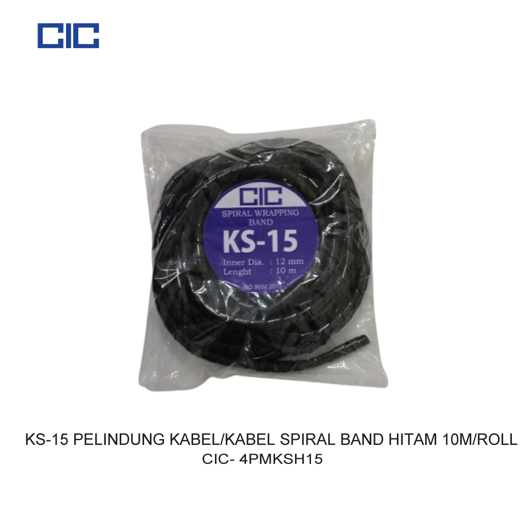 KS-15 PELINDUNG KABEL/KABEL SPIRAL BAND HITAM 10M/ROLL