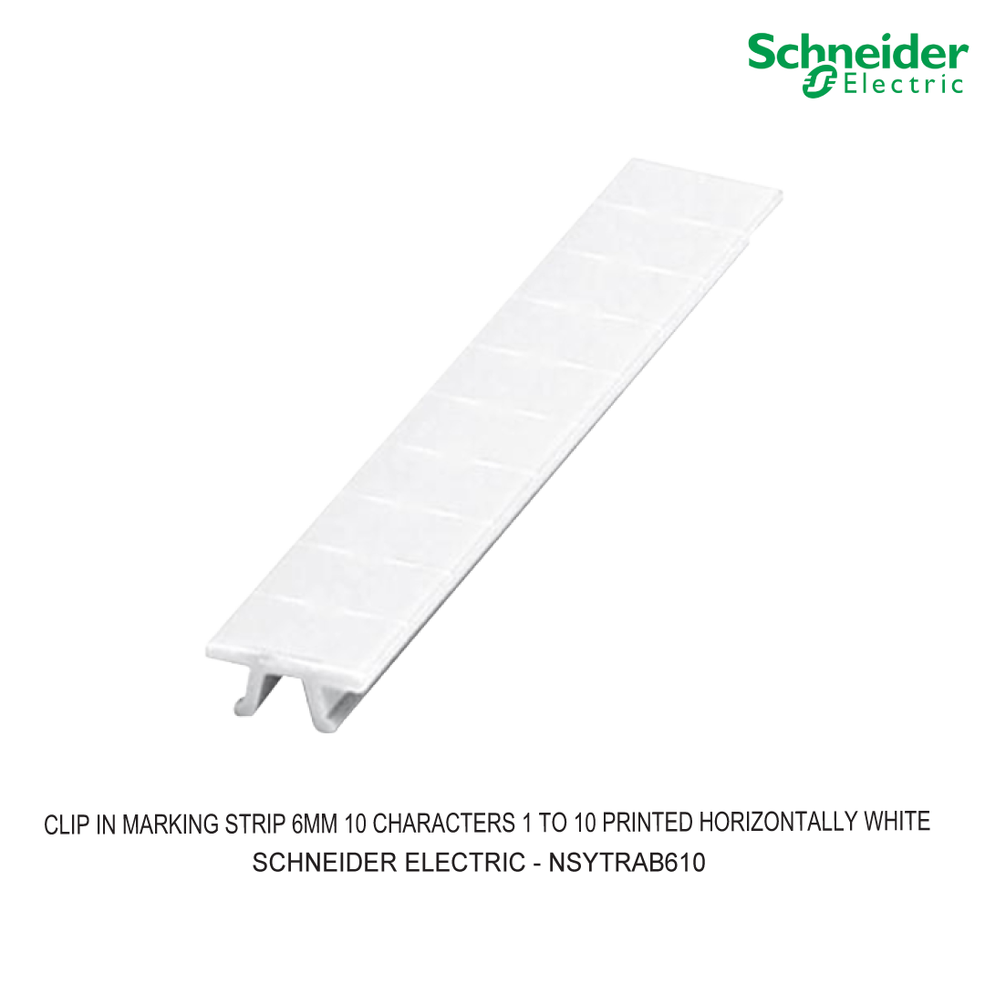 CLIP IN MARKING STRIP 6MM 10 CHARACTERS 1 TO 10 PRINTED HORIZONTALLY WHITE