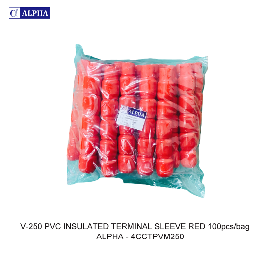 V-250 PVC INSULATED TERMINAL SLEEVE RED 100pcs/bag