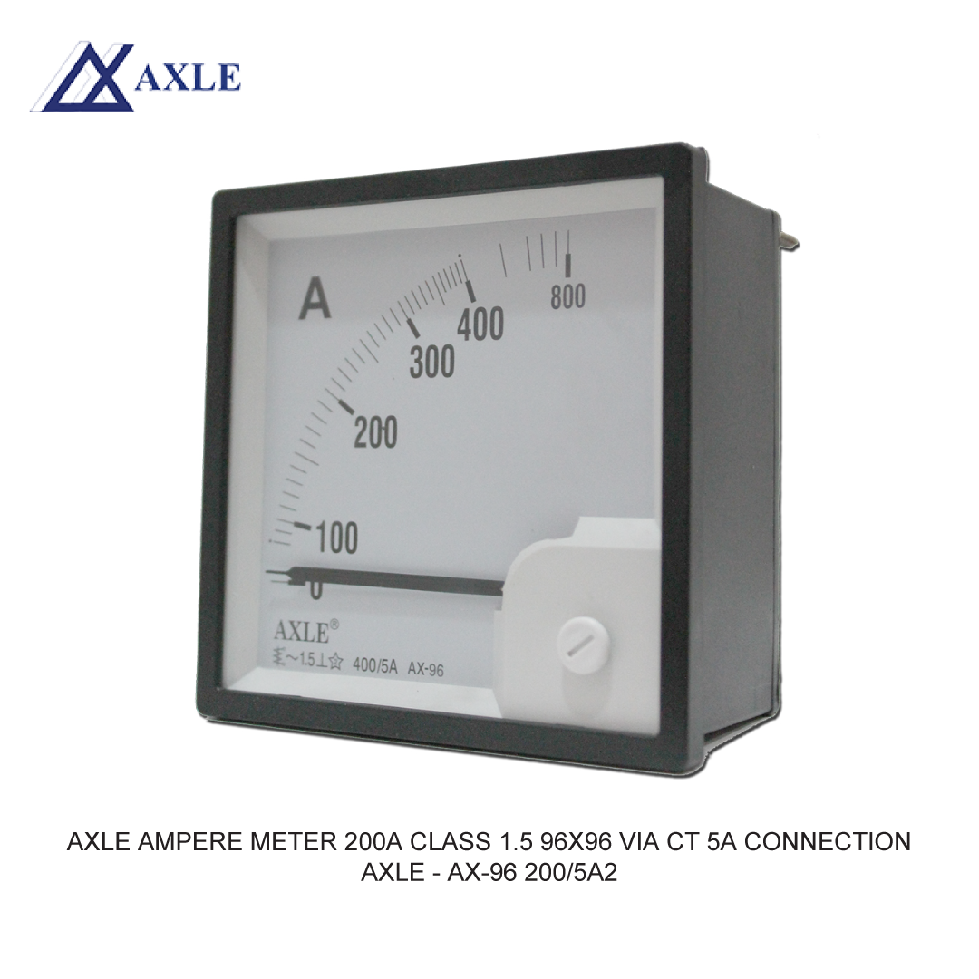 AXLE AMPERE METER 200A CLASS 1.5 96X96 VIA CT 5A CONNECTION