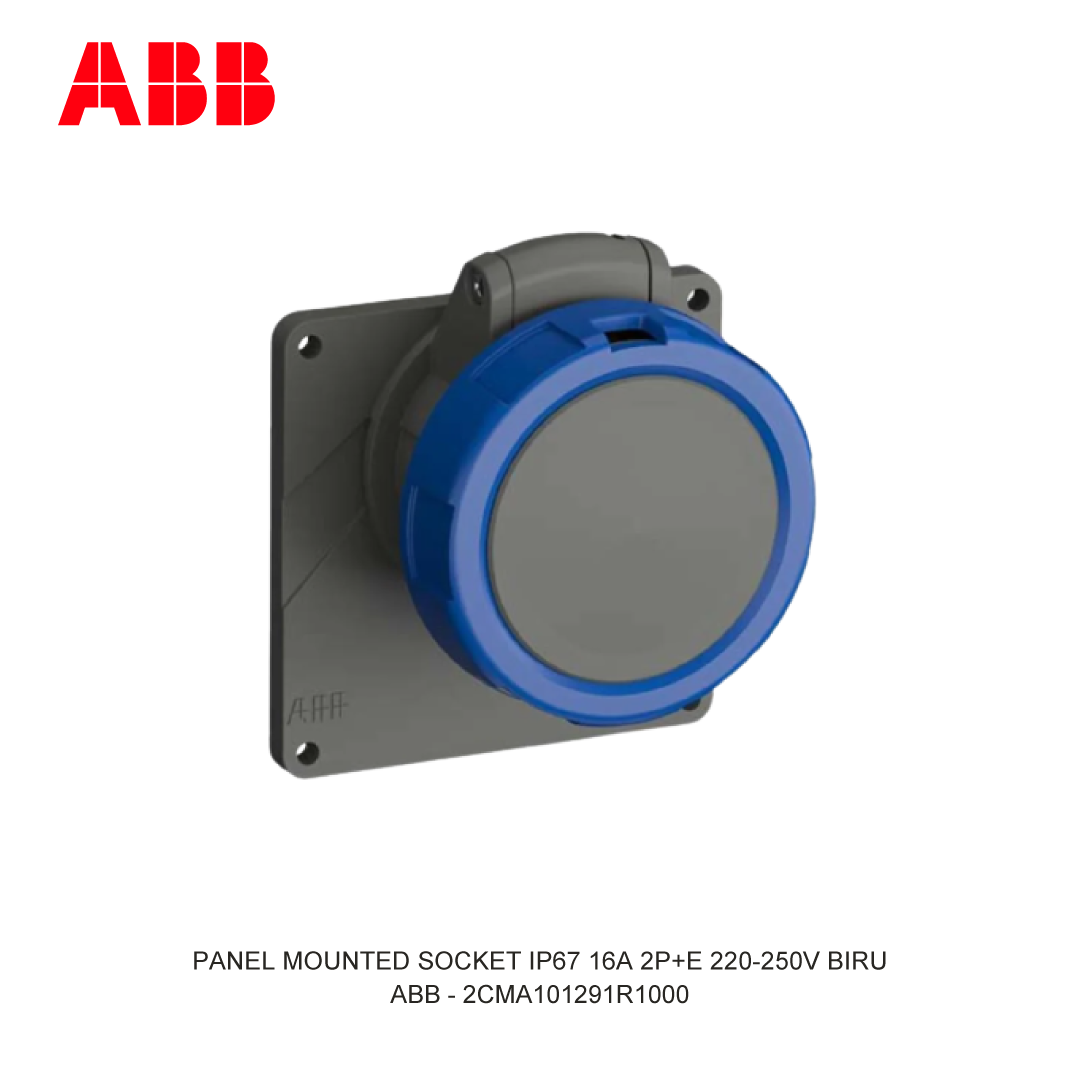 PANEL MOUNTED SOCKET IP67 16A 2P+E 220-250V BLUE