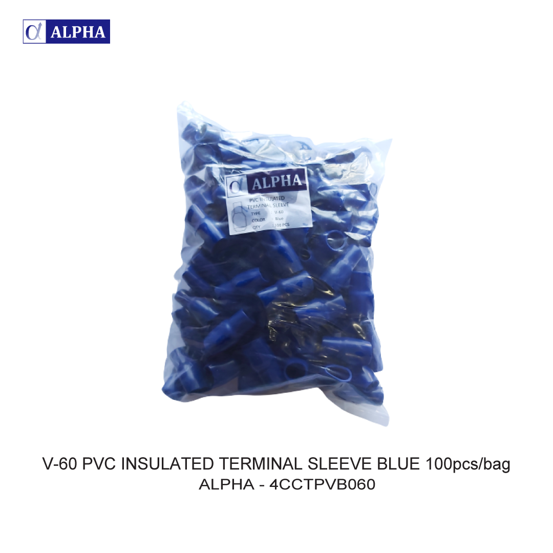 V-60 PVC INSULATED TERMINAL SLEEVE BLUE 100pcs/bag