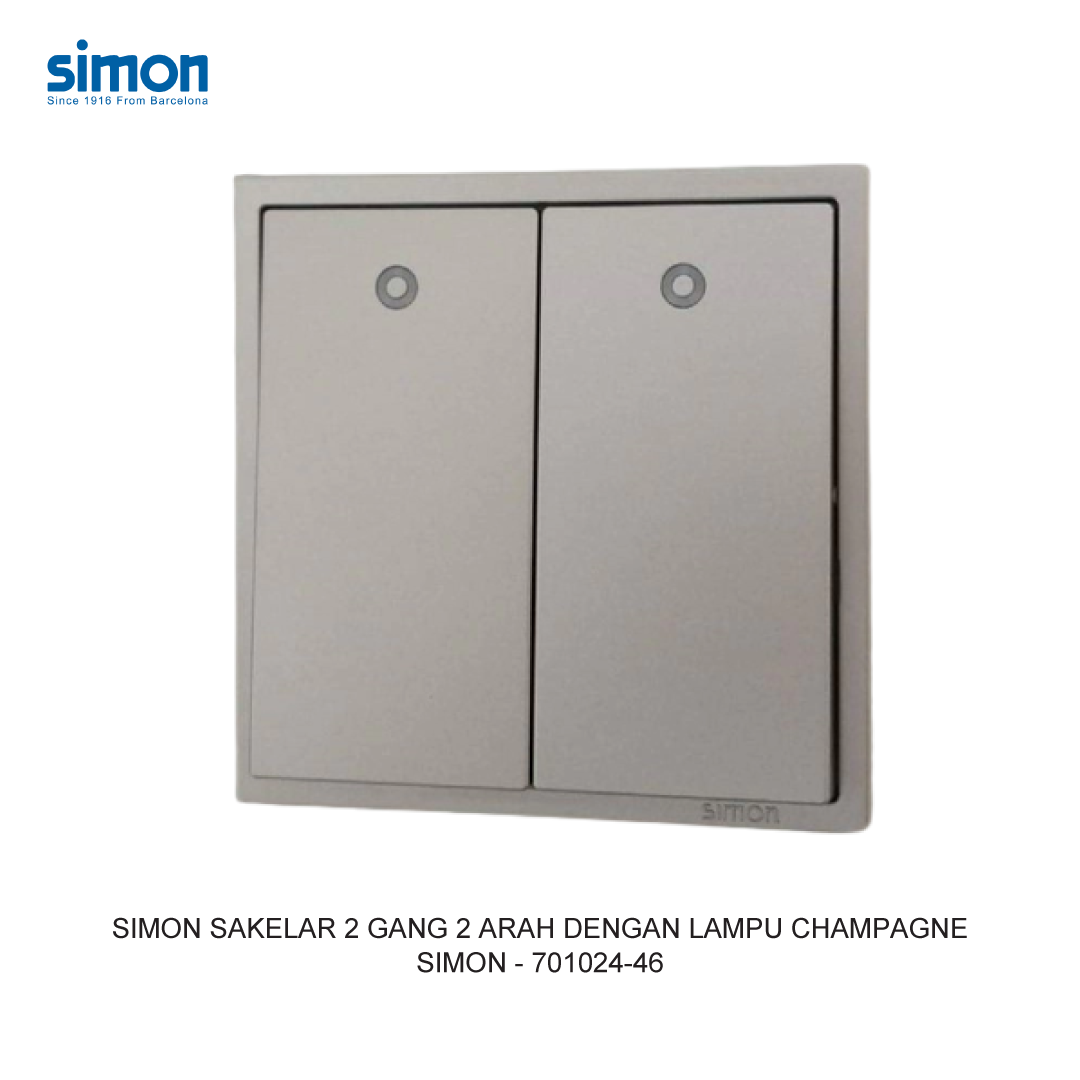 SIMON 2 GANG 2 WAY SWITCH MODULE WITH LED CHAMPAGNE