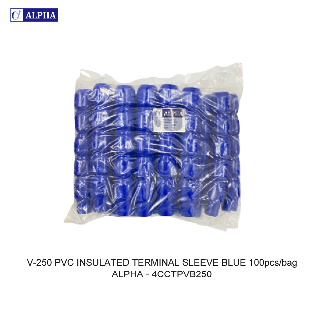 V-250 PVC INSULATED TERMINAL SLEEVE BLUE 100pcs/bag