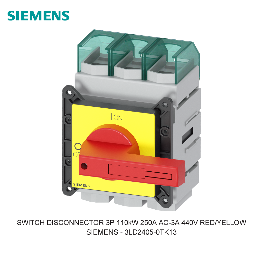 SWITCH DISCONNECTOR 3P 110kW 250A AC-3A 440V RED/YELLOW
