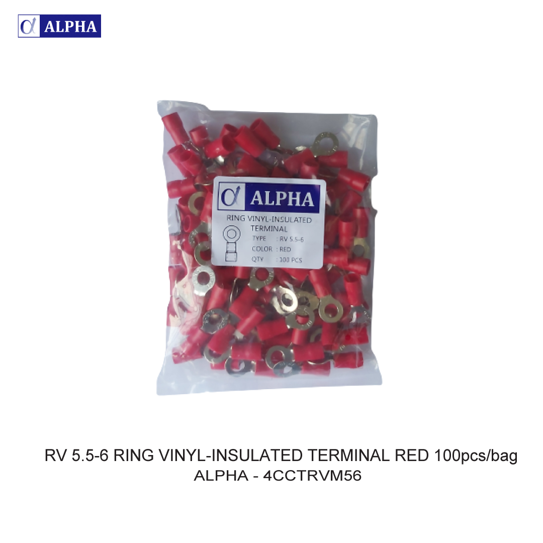 RV 5.5-6 RING VINYL-INSULATED TERMINAL RED 100pcs/bag