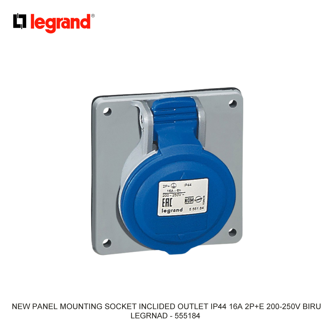 NEW PANEL MOUNTING SOCKET INCLIDED OUTLET IP44 16A 2P+E 200-250V BIRU