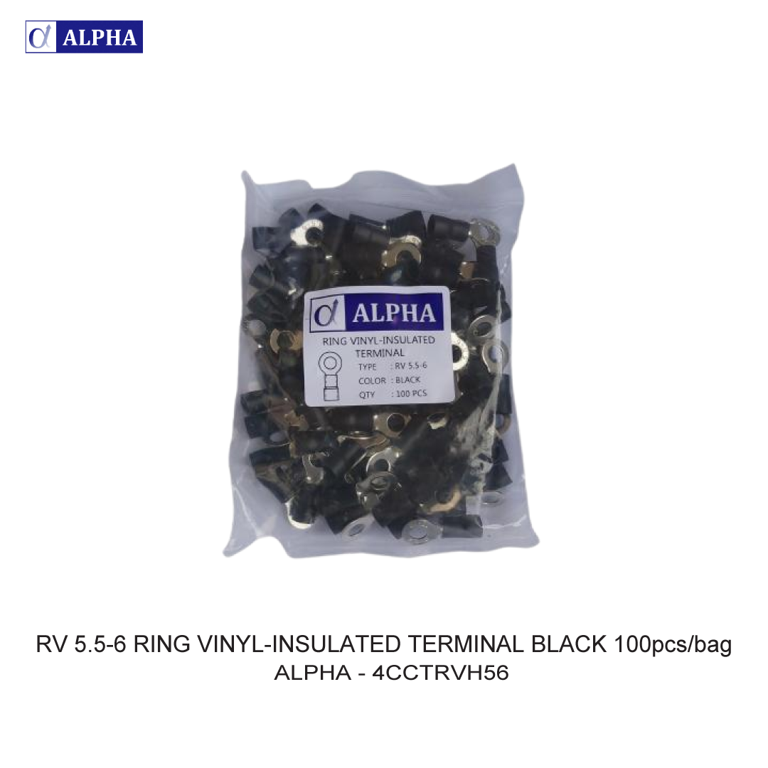 RV 5.5-6 RING VINYL-INSULATED TERMINAL BLACK 100pcs/bag
