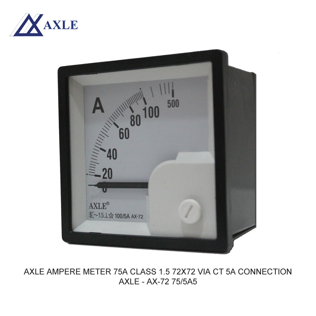 AXLE AMPERE METER 75A CLASS 1.5 72X72 VIA CT 5A CONNECTION