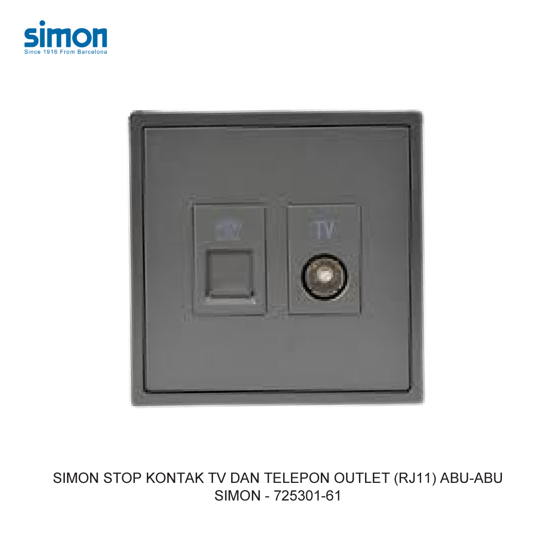 SIMON TV AND TELEPHONE OUTLET (RJ11) GREY