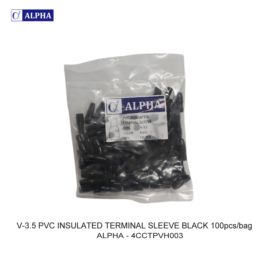V-3.5 PVC INSULATED TERMINAL SLEEVE BLACK 100pcs/bag