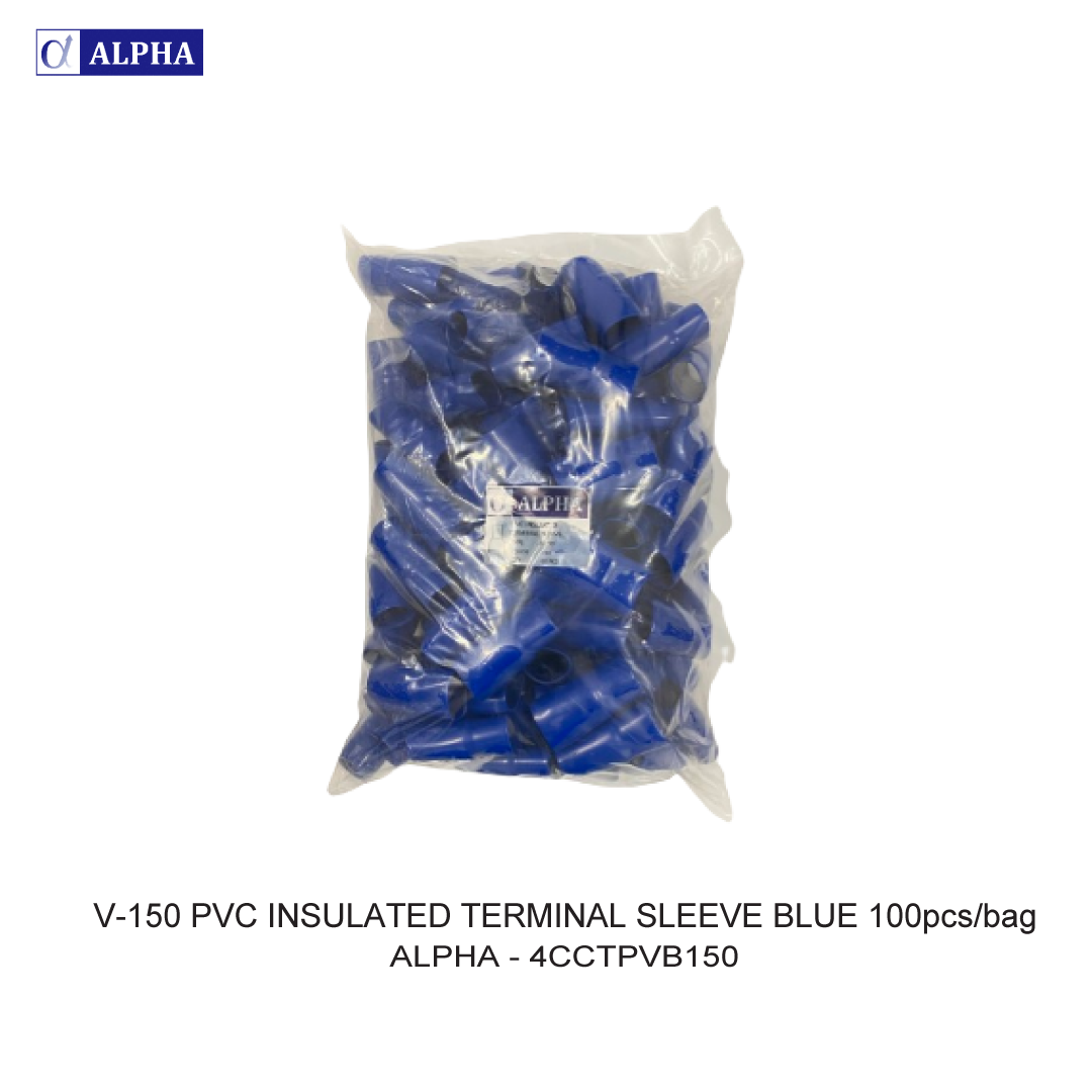 V-150 PVC INSULATED TERMINAL SLEEVE BLUE 100pcs/bag