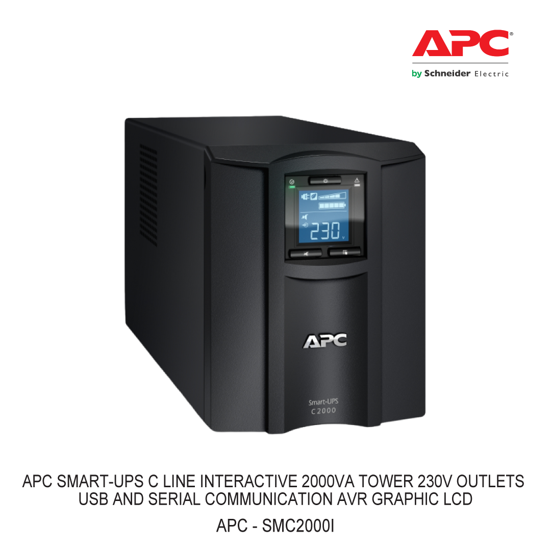APC SMART-UPS C LINE INTERACTIVE 2000VA TOWER 230V OUTLETS USB AND SERIAL COMMUNICATION AVR GRAPHIC LCD