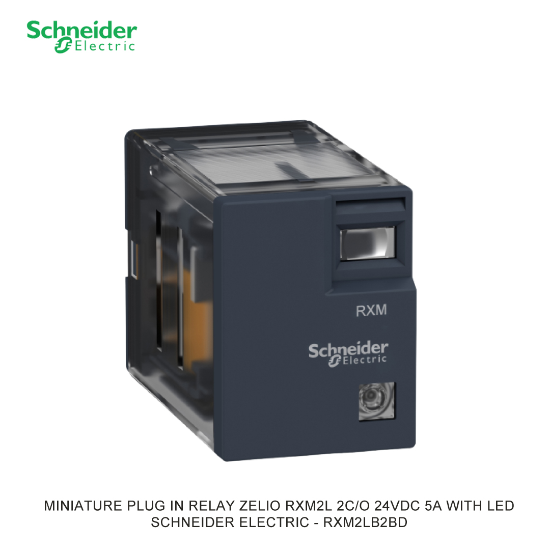 MINIATURE PLUG IN RELAY ZELIO RXM2L 2C/O 24VDC 5A WITH LED SCHNEIDER ELECTRIC