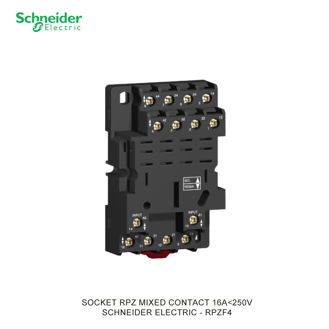 SOCKET RPZ MIXED CONTACT 16A<250V SCREW CLAMP FOR RELAY RPM4 SCHNEIDER ELECTRIC