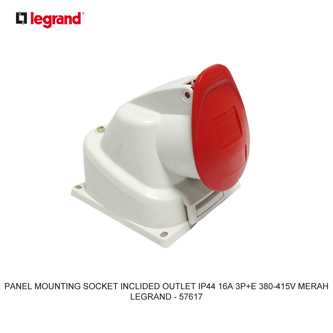 PANEL MOUNTING SOCKET INCLIDED OUTLET IP44 16A 3P+E 380-415V MERAH