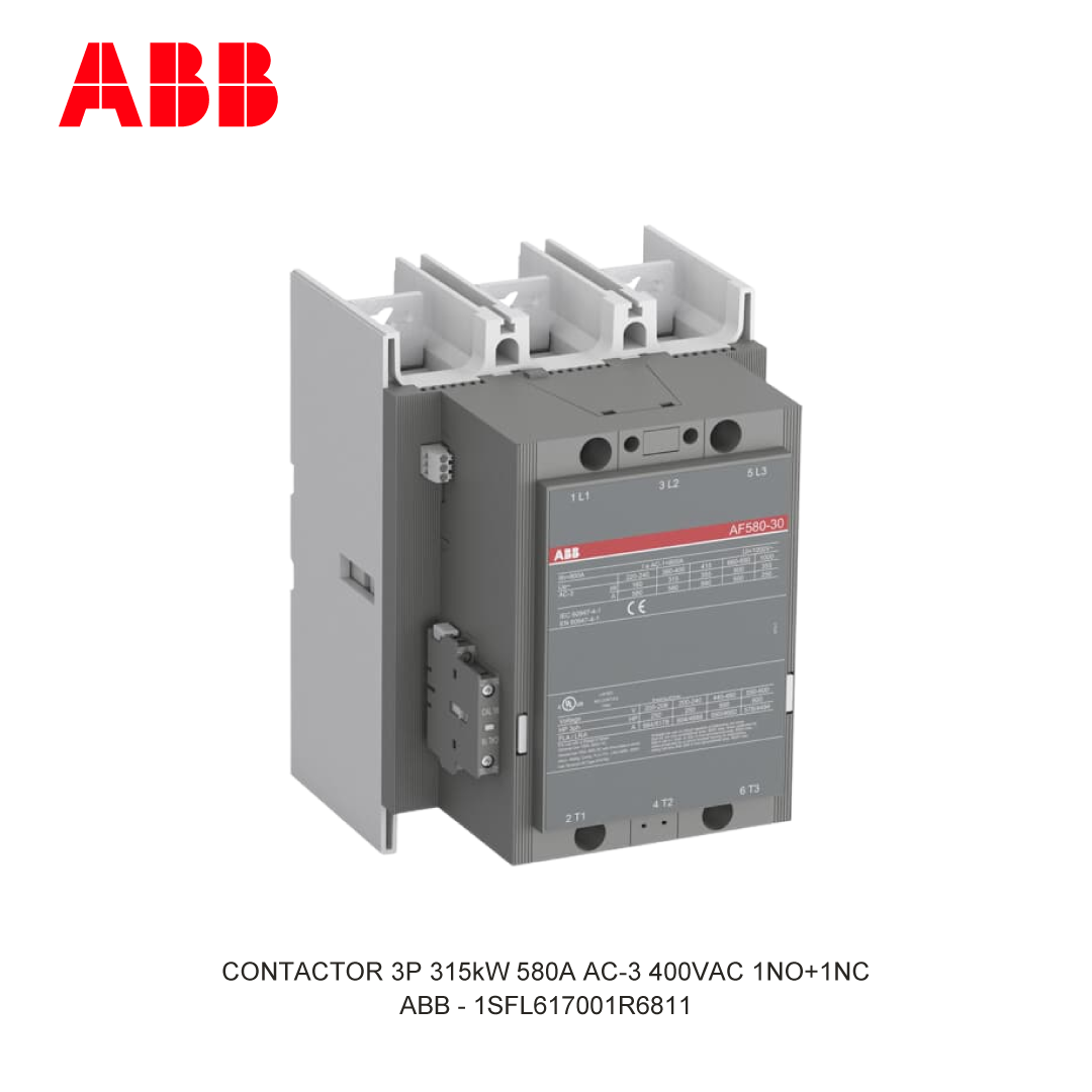 CONTACTOR 3P 315kW 580A AC-3 24-60(1)VDC 400V COIL 1NO+1NC
