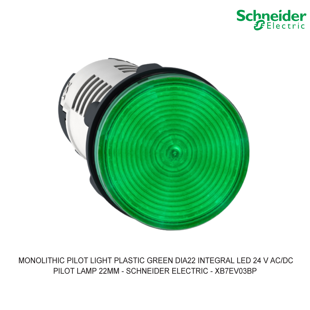 MONOLITHIC PILOT LIGHT PLASTIC GREEN DIA22 INTEGRAL LED 24 V AC/DC