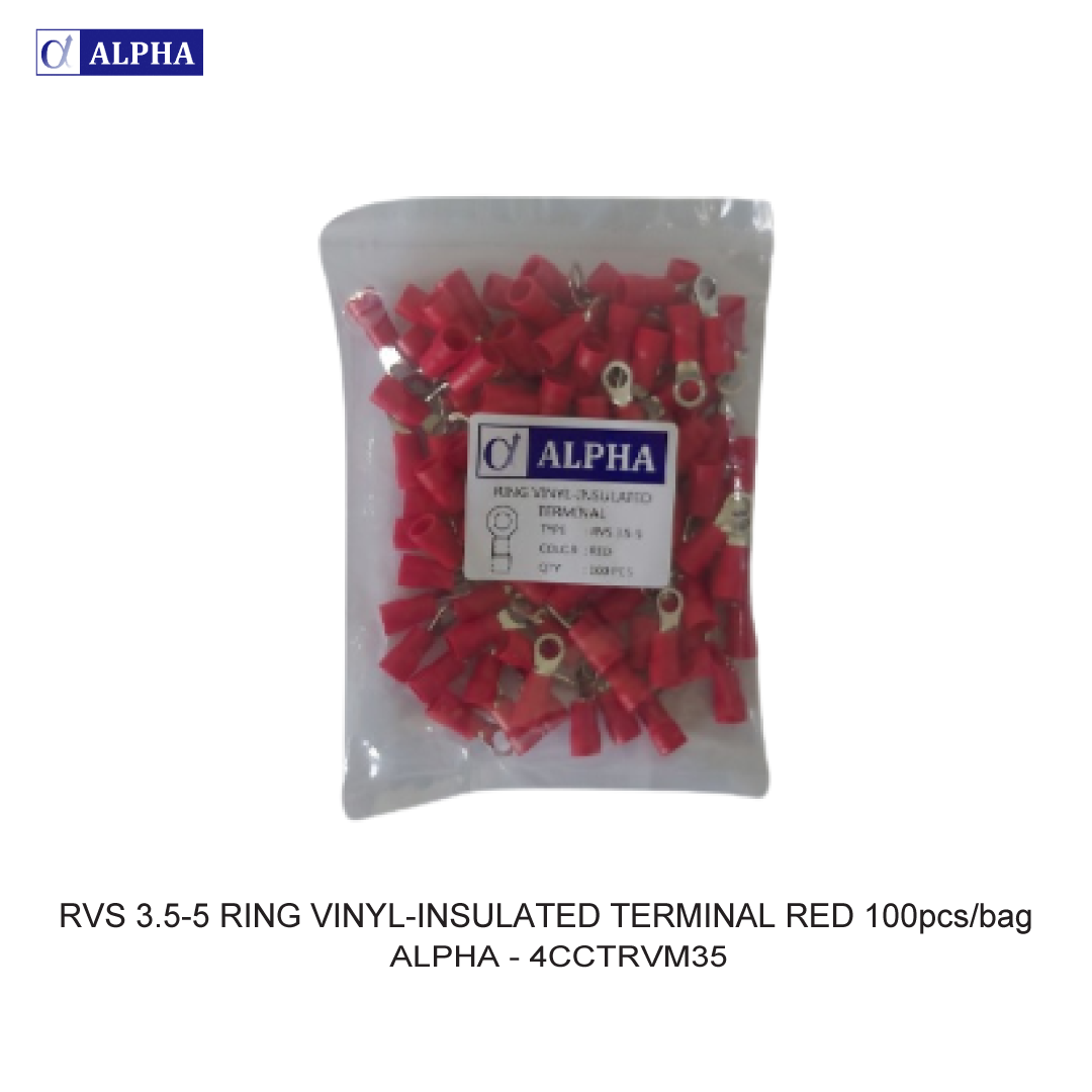 RVS 3.5-5 RING VINYL-INSULATED TERMINAL RED 100pcs/bag