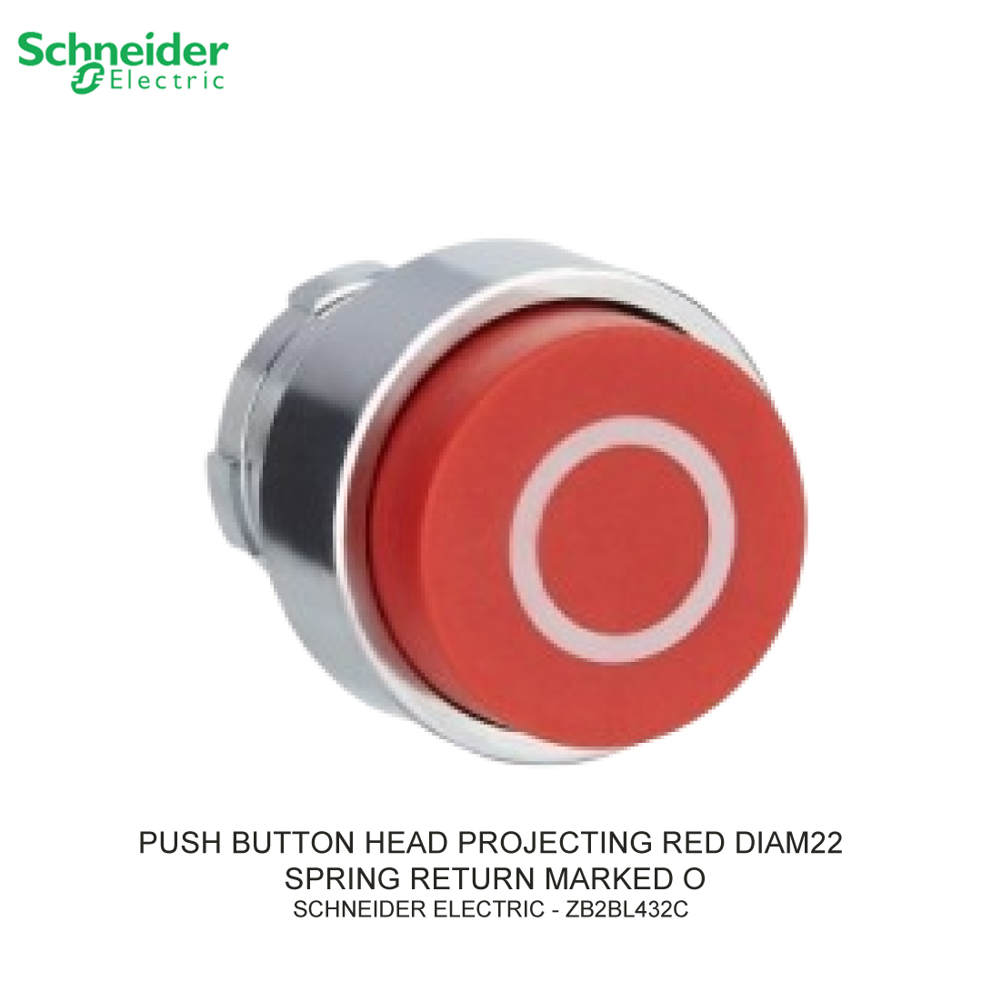 PUSH BUTTON HEAD PROJECTING RED DIAM22 SPRING RETURN MARKED O