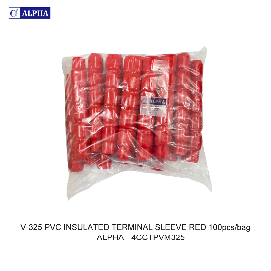 V-325 PVC INSULATED TERMINAL SLEEVE RED 100pcs/bag