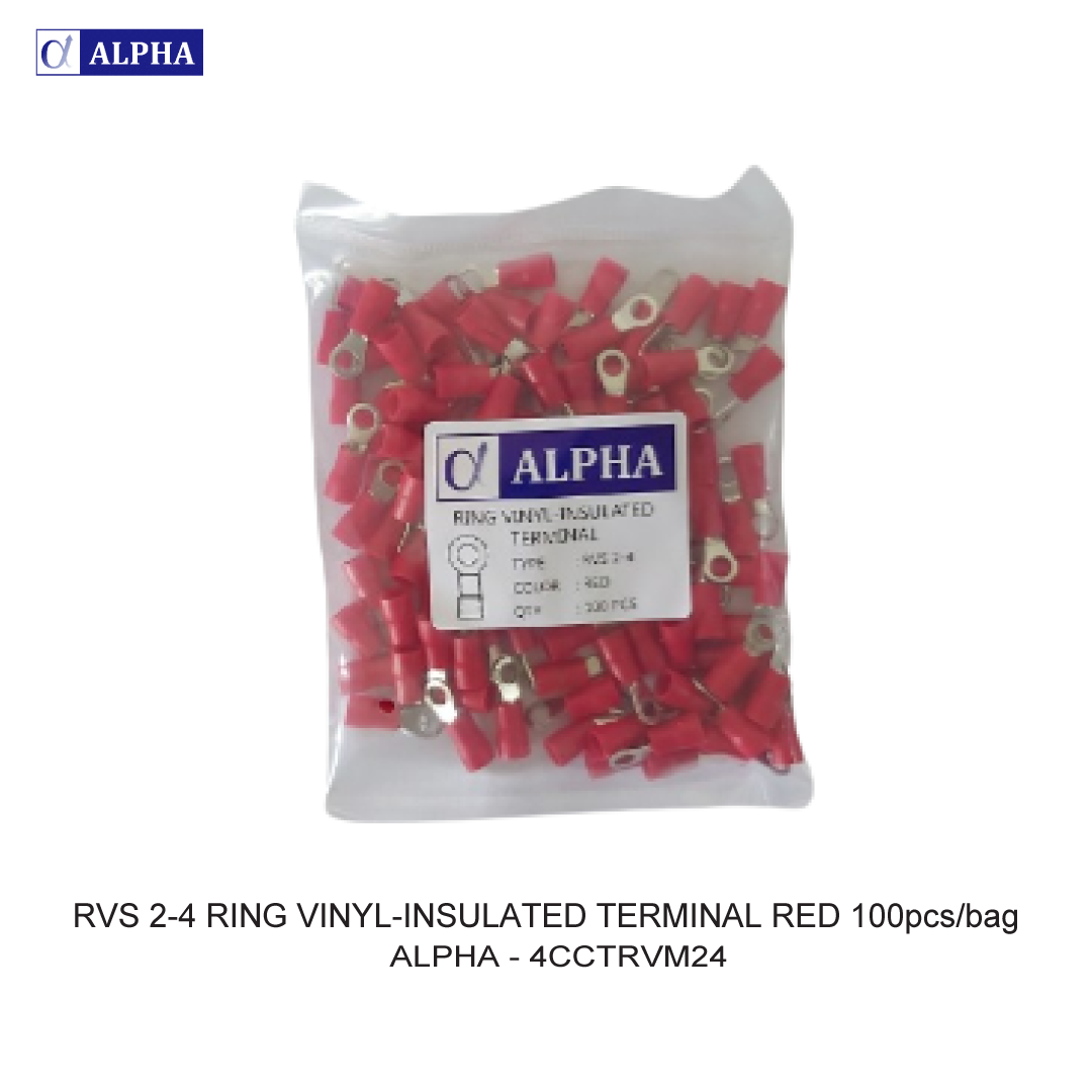 RVS 2-4 RING VINYL-INSULATED TERMINAL RED 100pcs/bag