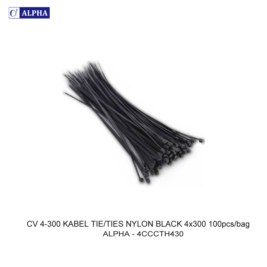 CV 4-300 KABEL TIE/TIES NYLON BLACK 4x300 100pcs/bag