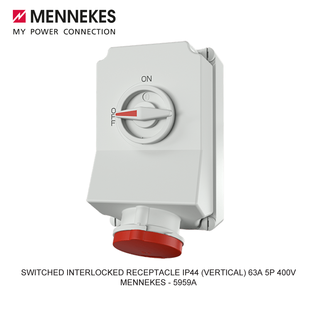 SWITCHED INTERLOCKED RECEPTACLE IP44 (VERTICAL) 63A 5P 400V
