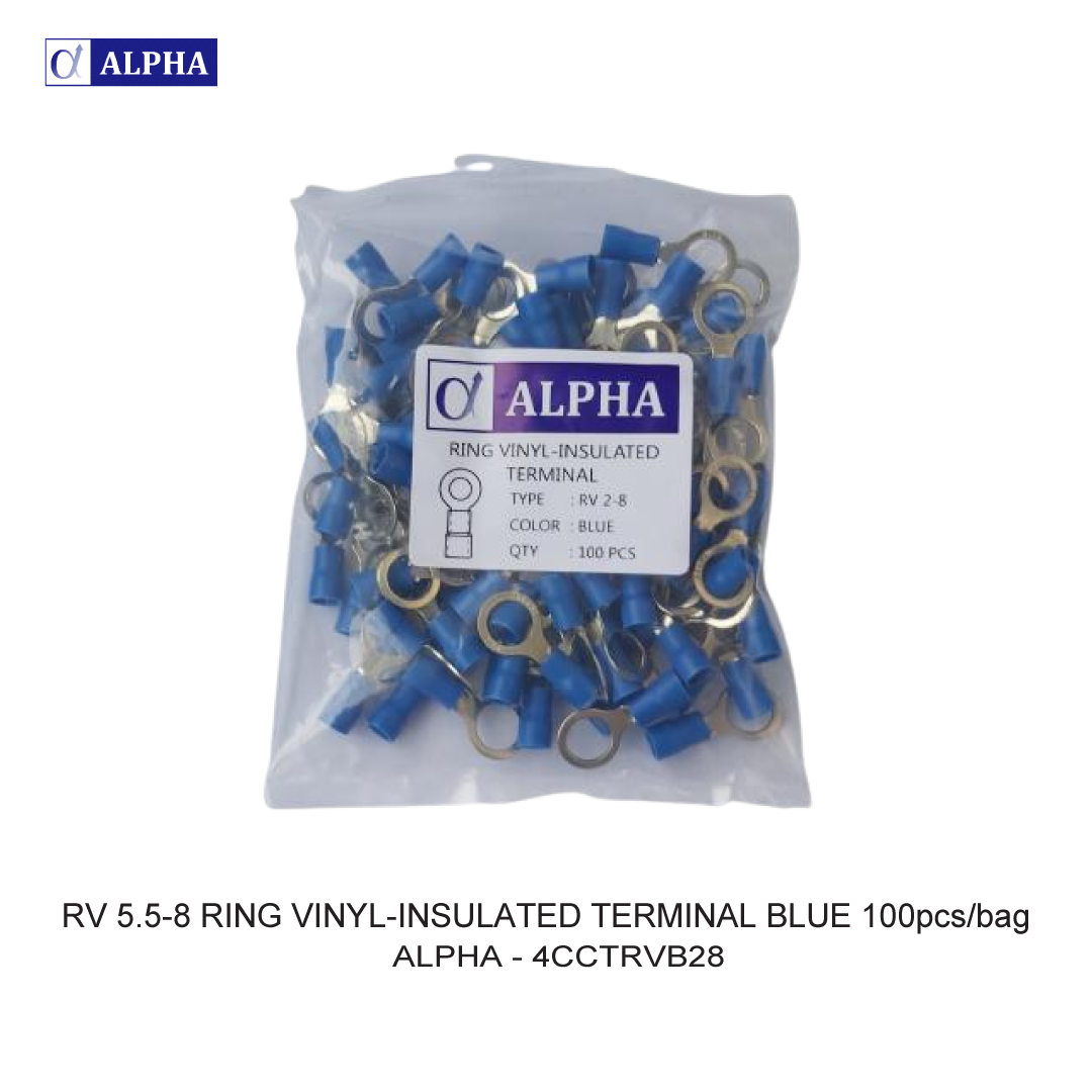 RV 5.5-8 RING VINYL-INSULATED TERMINAL BLUE 100pcs/bag