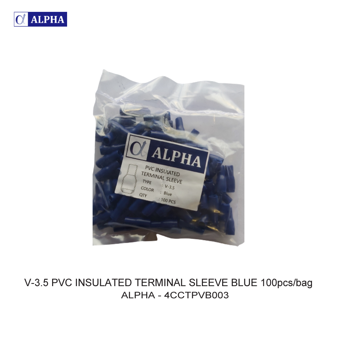 V-3.5 PVC INSULATED TERMINAL SLEEVE BLUE 100pcs/bag