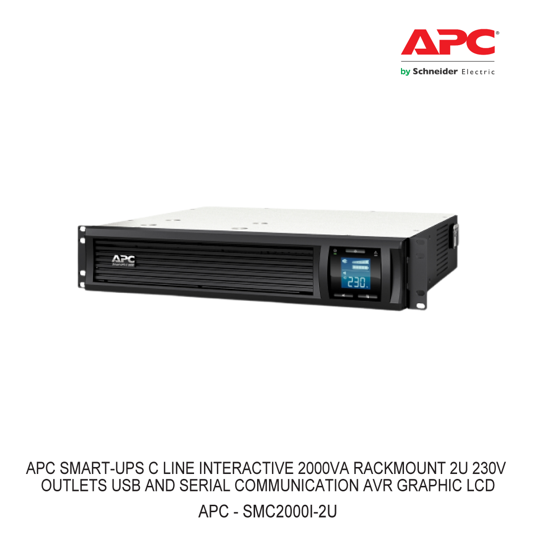 APC SMART-UPS C LINE INTERACTIVE 2000VA RACKMOUNT 2U 230V OUTLETS USB AND SERIAL COMMUNICATION AVR GRAPHIC LCD