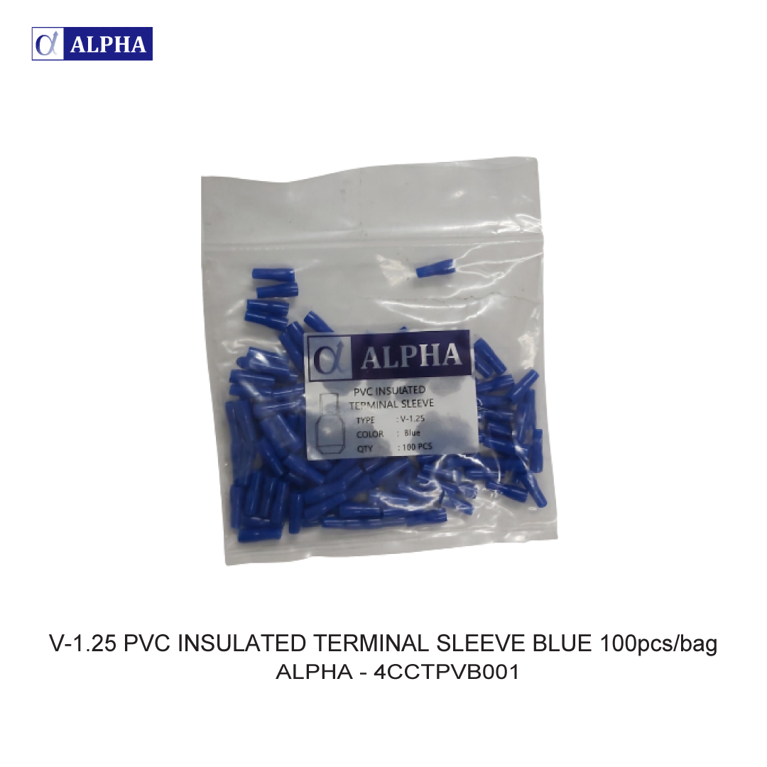 V-1.25 PVC INSULATED TERMINAL SLEEVE BLUE 100pcs/bag