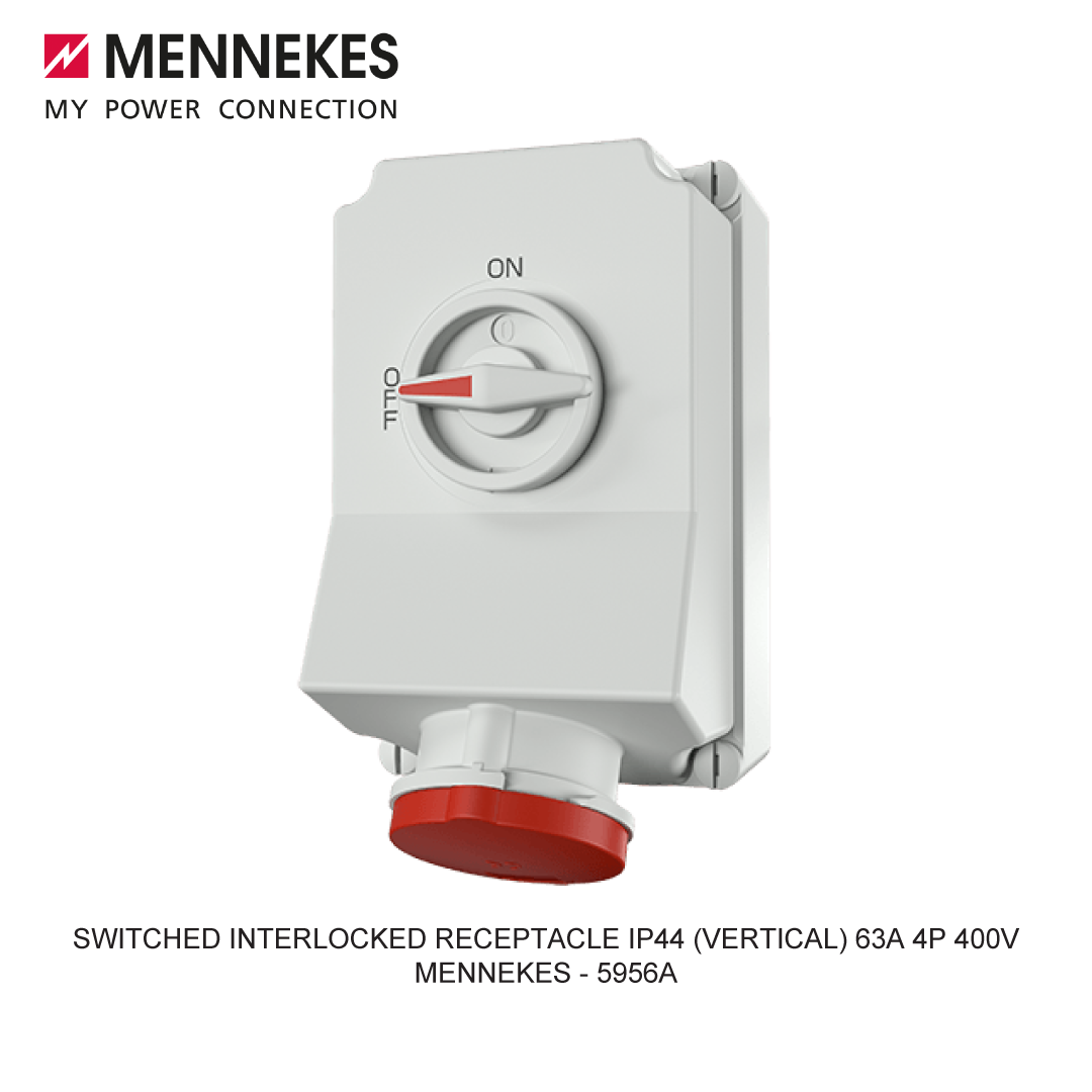 SWITCHED INTERLOCKED RECEPTACLE IP44 (VERTICAL) 63A 4P 400V