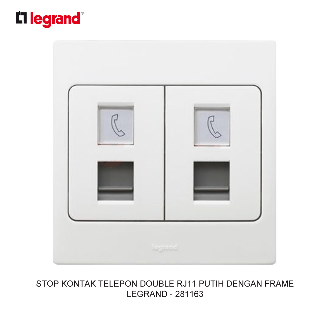 TELEPHONE SOCKETS DOUBLE RJ11 WHITE WITH FRAME