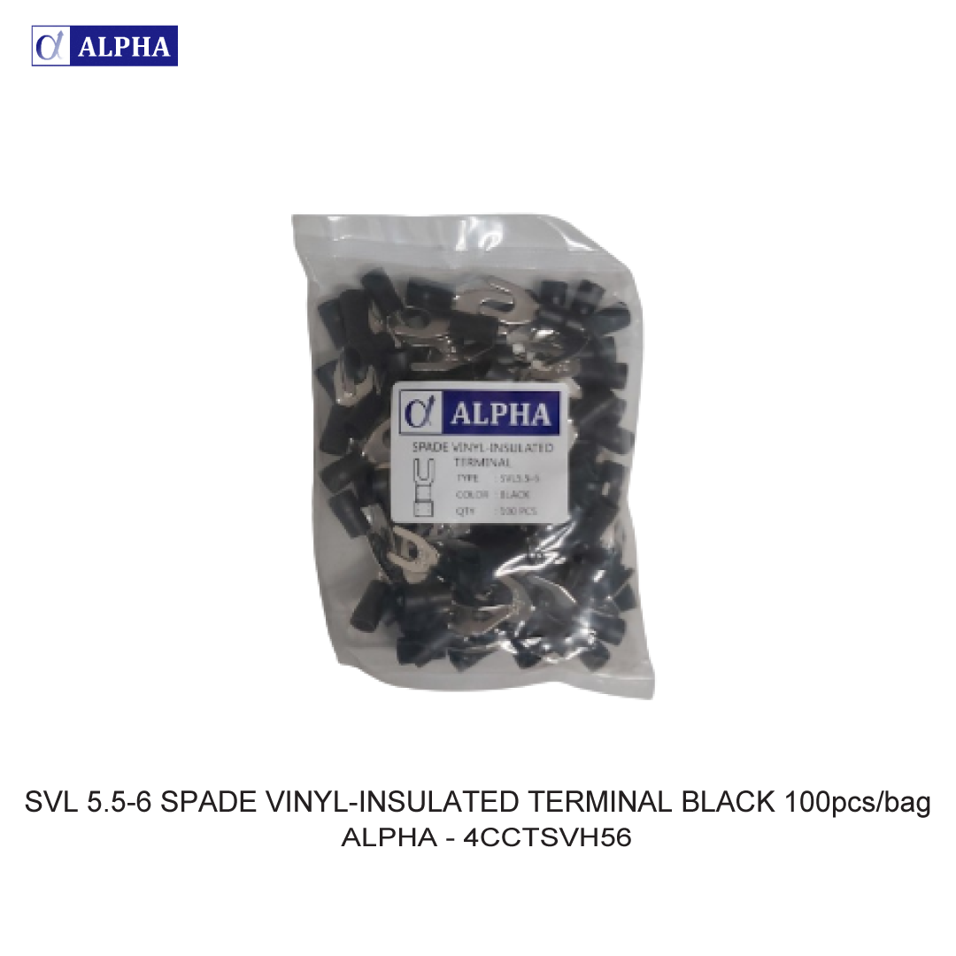 SVL 5.5-6 SPADE VINYL-INSULATED TERMINAL BLACK 100pcs/bag