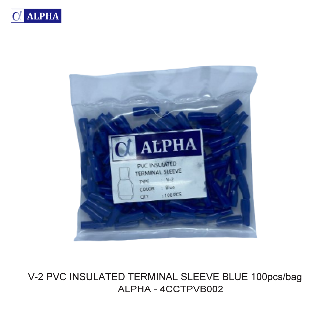 V-2 PVC INSULATED TERMINAL SLEEVE BLUE 100pcs/bag