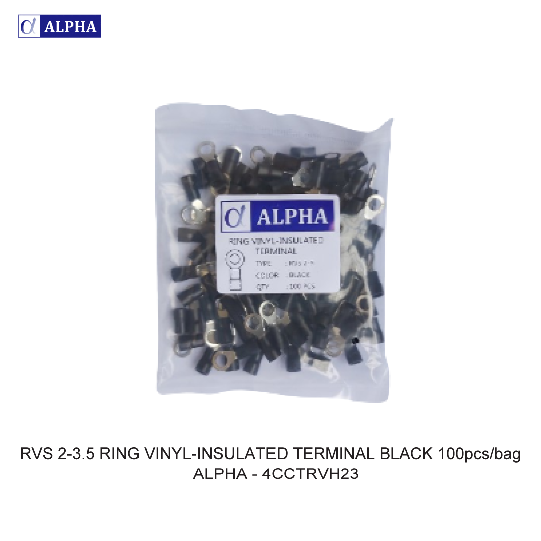 RVS 2-3.5 RING VINYL-INSULATED TERMINAL BLACK 100pcs/bag
