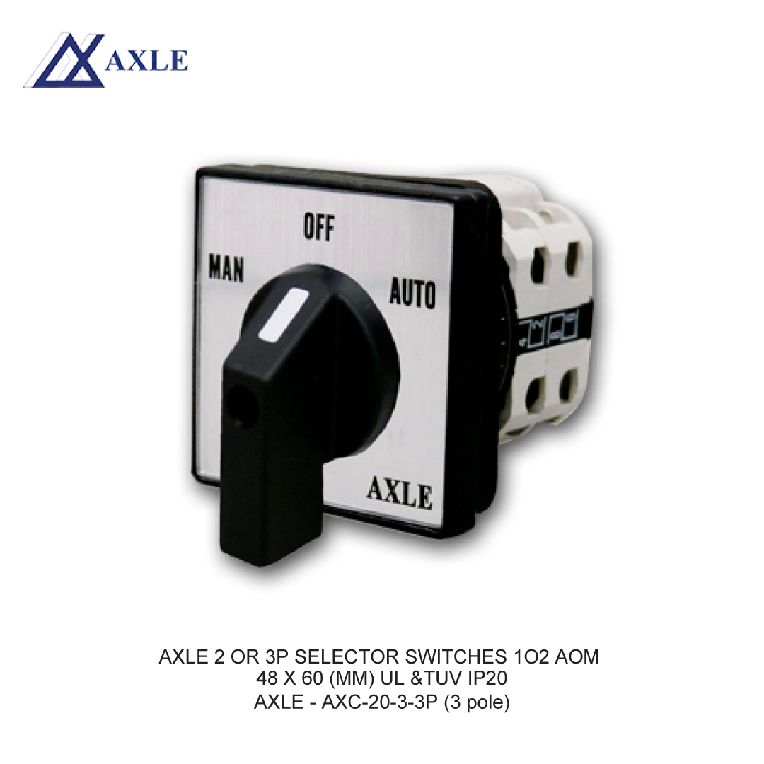 AXLE 2 OR 3P SELECTOR SWITCHES 1O2 AOM 48 X 60 (MM) UL &TUV IP20