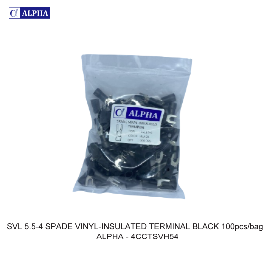 SVL 5.5-4 SPADE VINYL-INSULATED TERMINAL BLACK 100pcs/bag