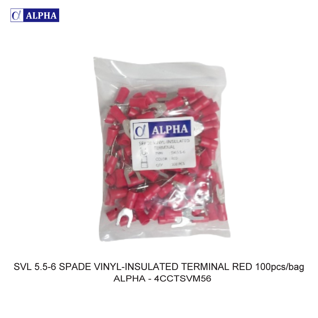 SVL 5.5-6 SPADE VINYL-INSULATED TERMINAL RED 100pcs/bag
