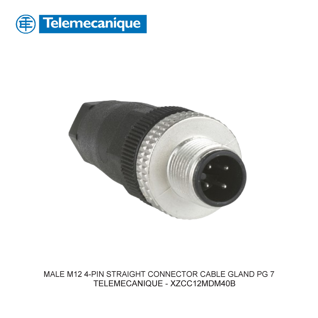 MALE M12 4-PIN STRAIGHT CONNECTOR CABLE GLAND PG 7