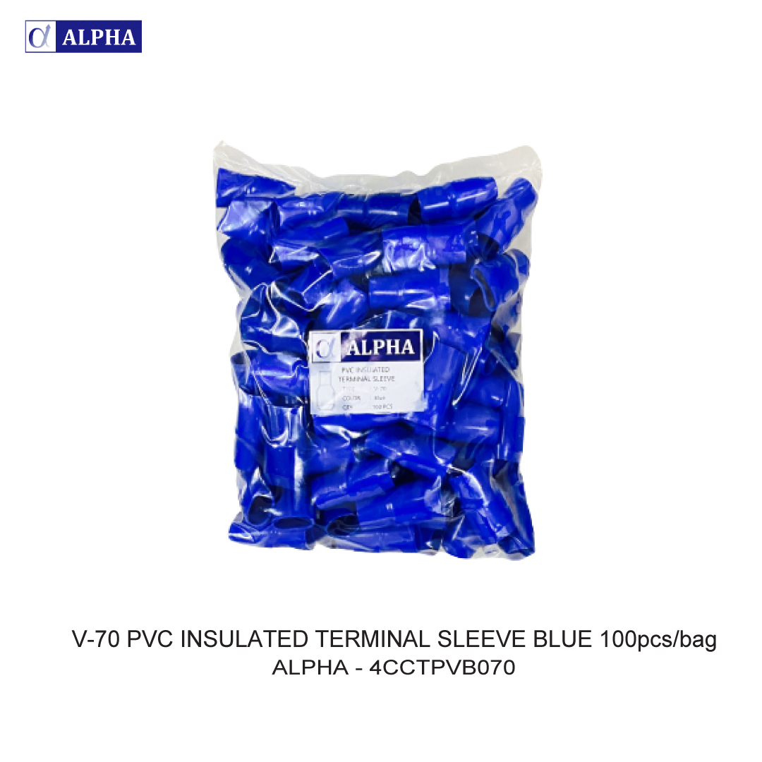 V-70 PVC INSULATED TERMINAL SLEEVE BLUE 100pcs/bag