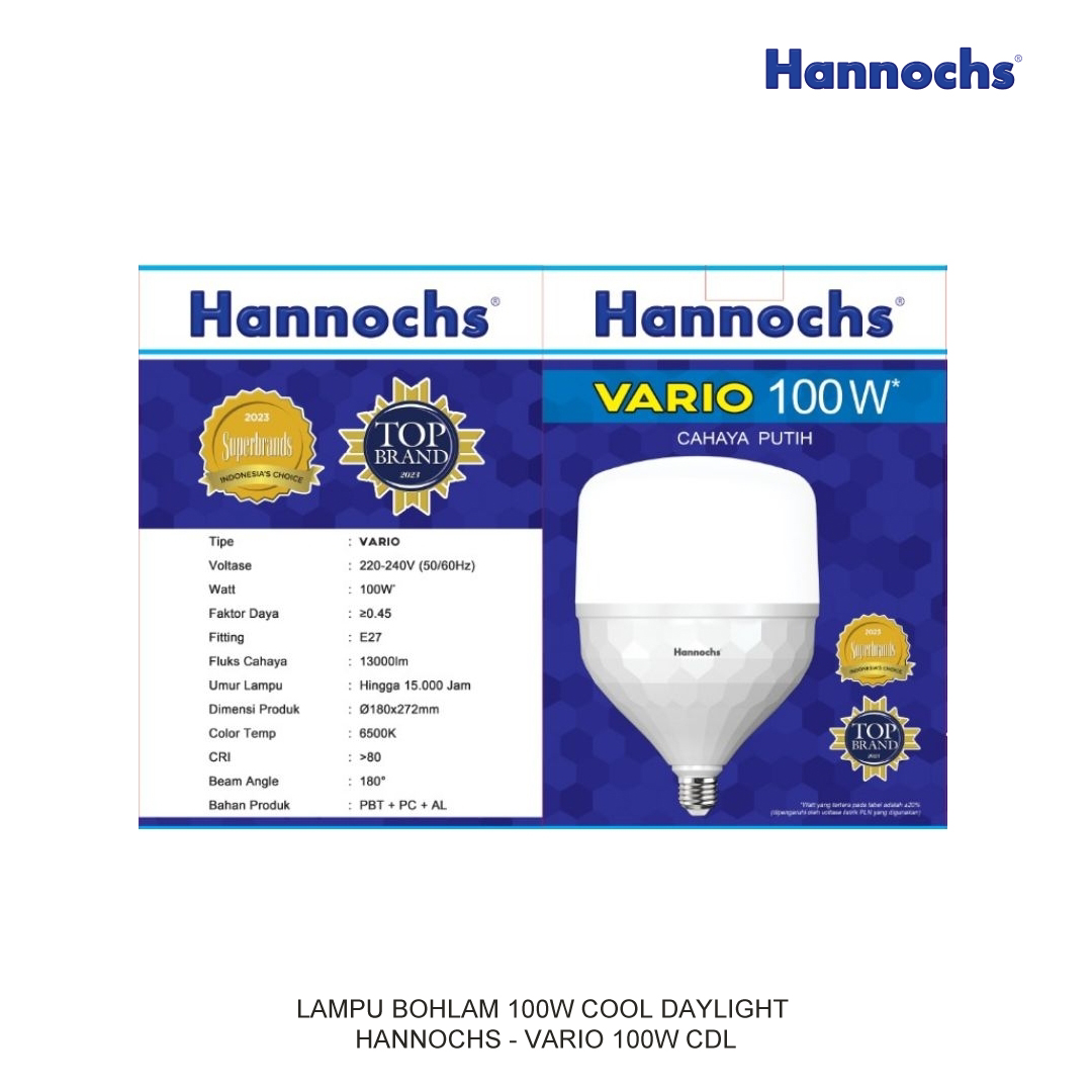 LAMPU BOHLAM 100W COOL DAYLIGHT HANNOCHS