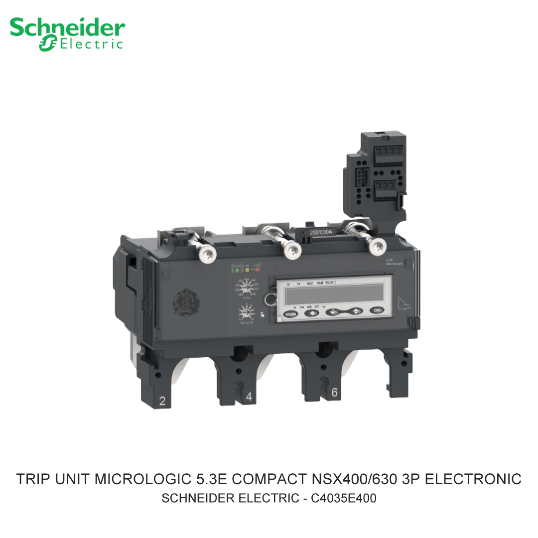 TRIP UNIT MICROLOGIC 5.3E COMPACT NSX400/630 3P ELECTRONIC BASIC PROTECTIONS ENERGY METER 400A RATING